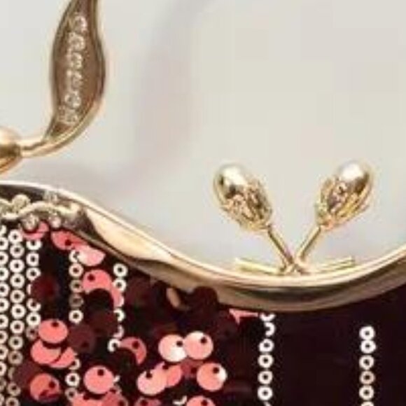 SEQUINED VELVET EVENING BAG in Burgundy - Picture 4 of 5